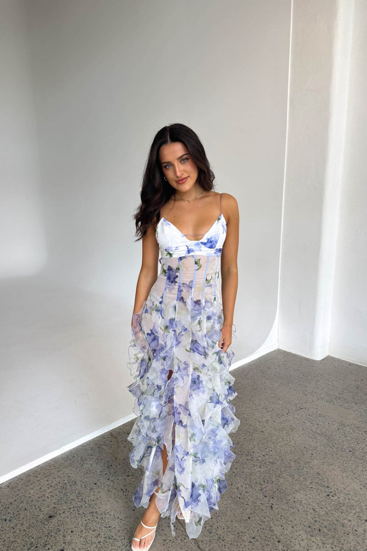 Dames - Zomerjurk - Bloemenprint met Ruches - Elegante en Speelse Stijl - Ariella Bloemenjurk