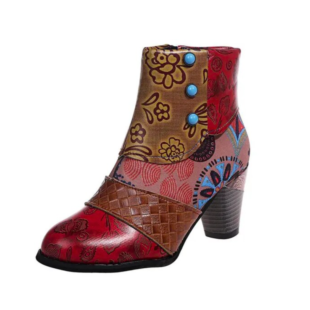 Vrouwen - Boho Patchwork Laarzen - Vegan Materialen - Retro Stijl - KLEURRIJK FLAIR