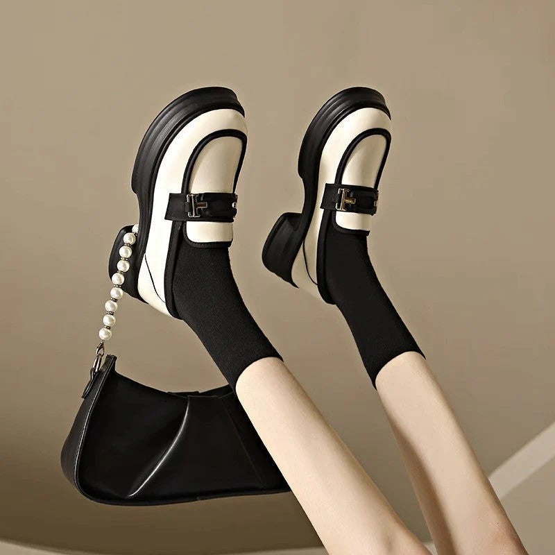 Dames - Elegante Retro Loafers - Lederen Schoenen - Comfortabele Stijl voor Elke Gelegenheid