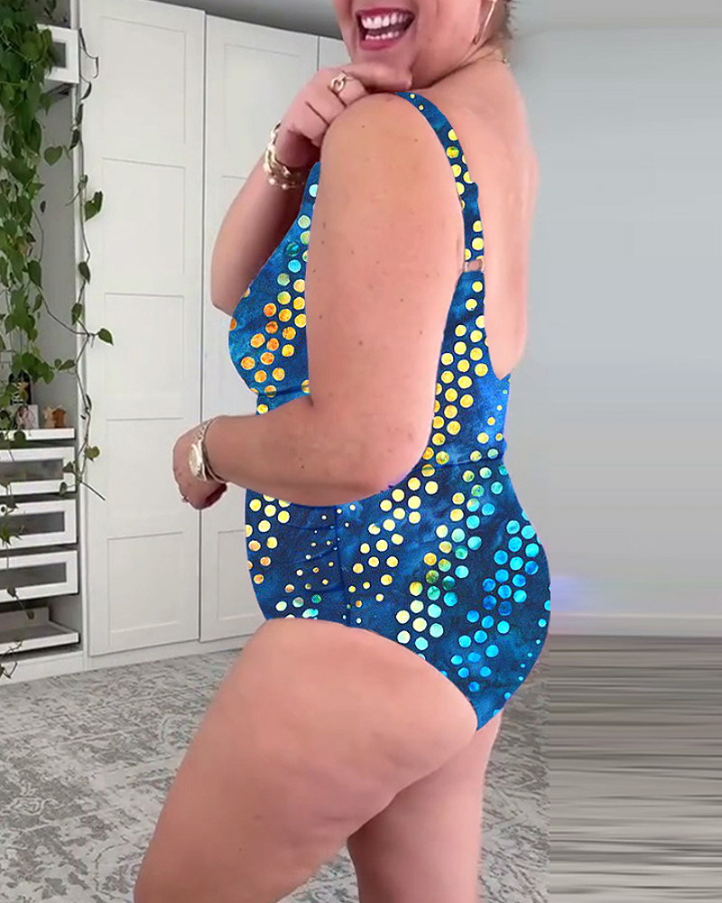 Badpak - Dames - 15% Spandex 85% Polyester - Polka Dot Print - Vakantie Mode