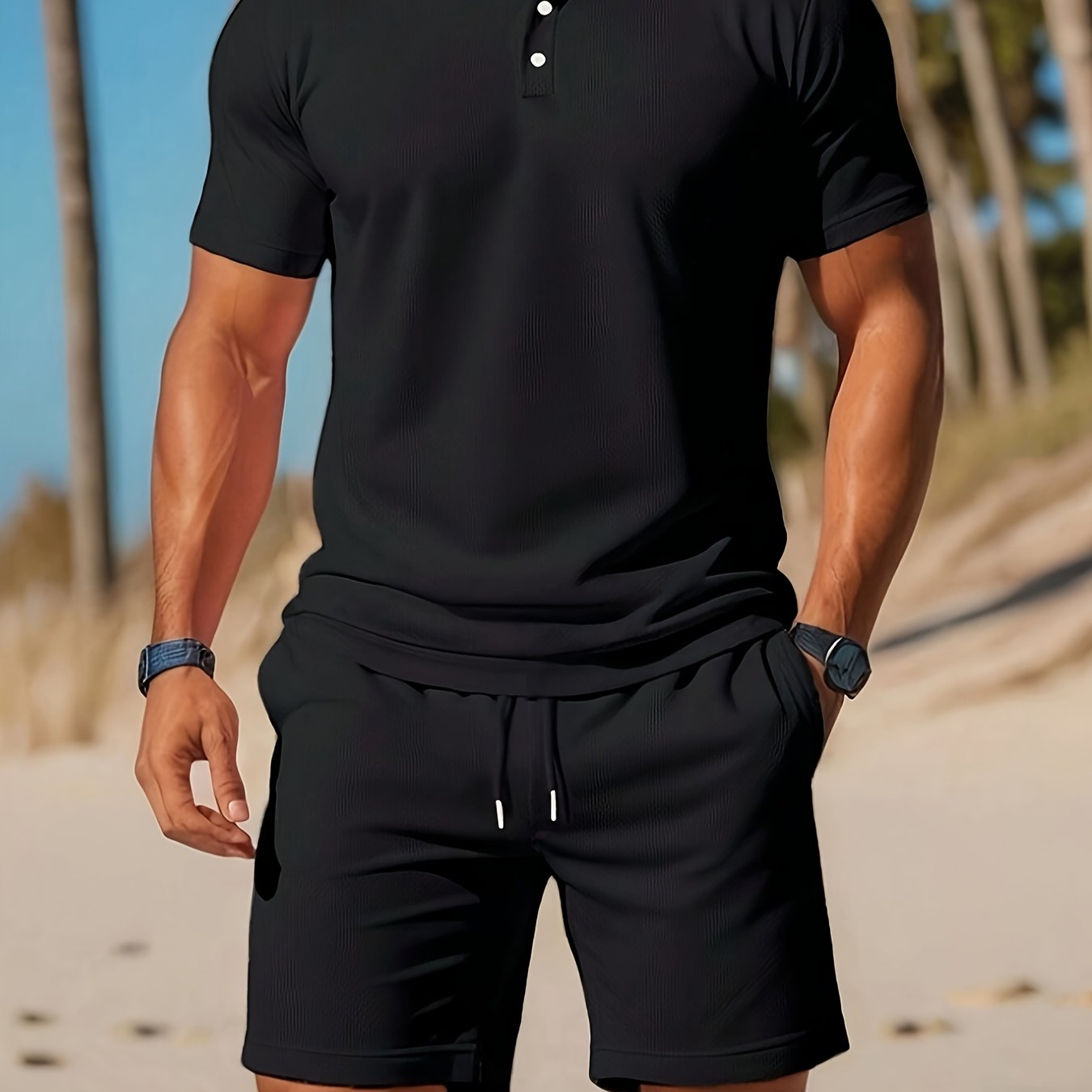 Heren - 2-Delig Zomers Polo en Shortset - Ademend Mesh - Casual Kleding - ZOMERSET EDGE