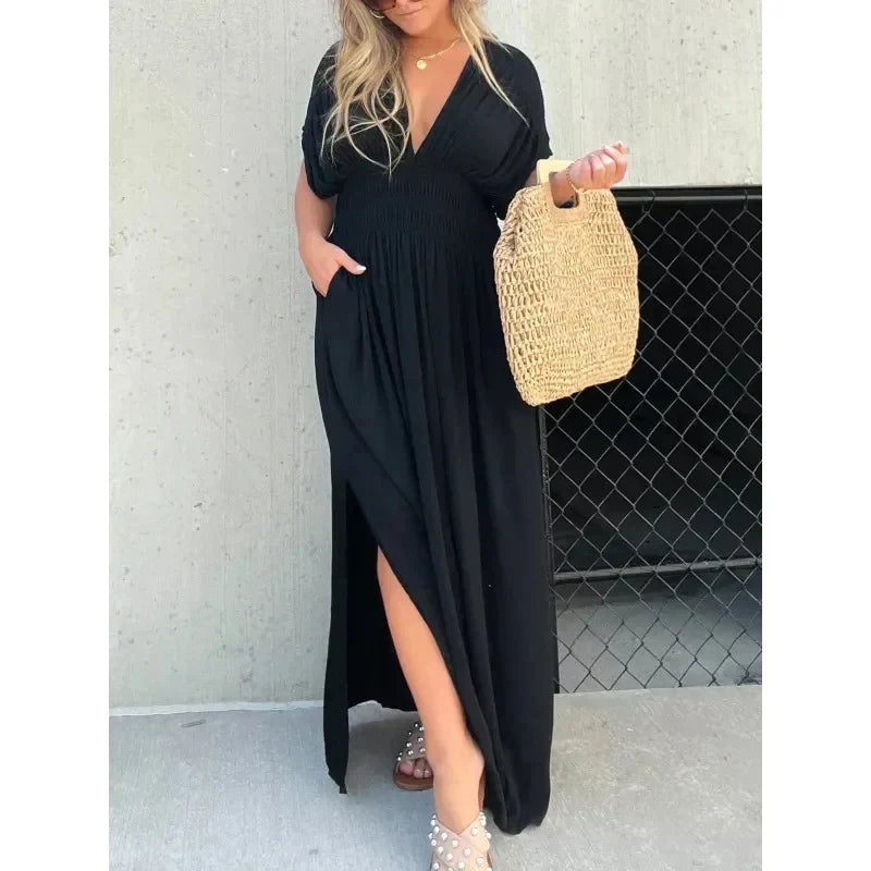 Vrouwen - Losse Maxi Jurk - Ademend Materiaal - Elegante Zomermode - CHARO DESIGN