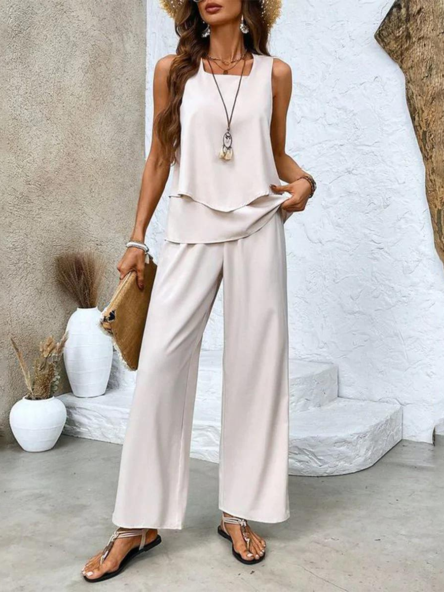 Tweedelige dames set met coltop en rok in elegante stretchstof – LunariaForm TwinSet