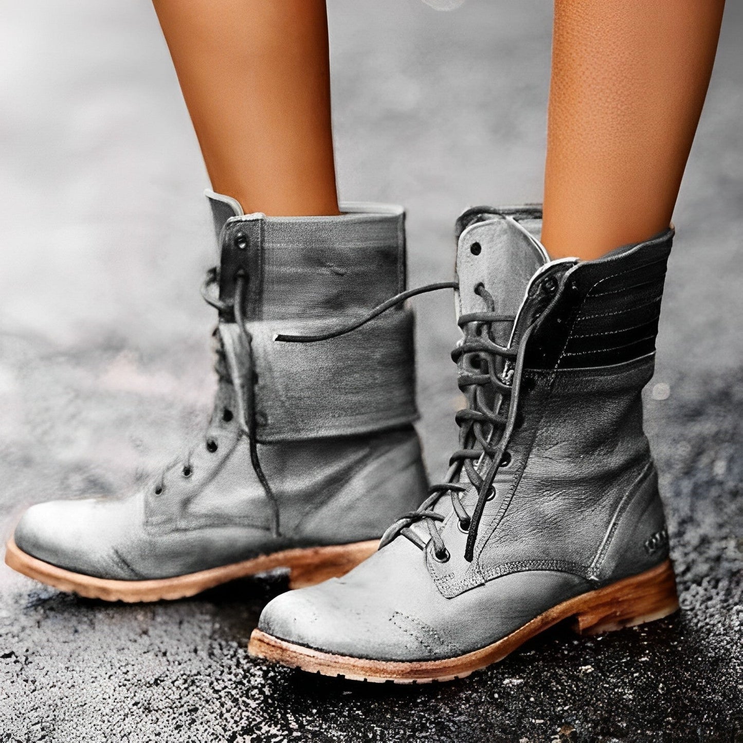 Leren veterlaars - Vrouwen - Leer - Vintage Laarzen - ELARA