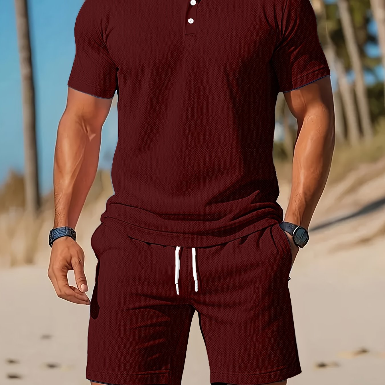 Heren - 2-Delig Zomers Polo en Shortset - Ademend Mesh - Casual Kleding - ZOMERSET EDGE