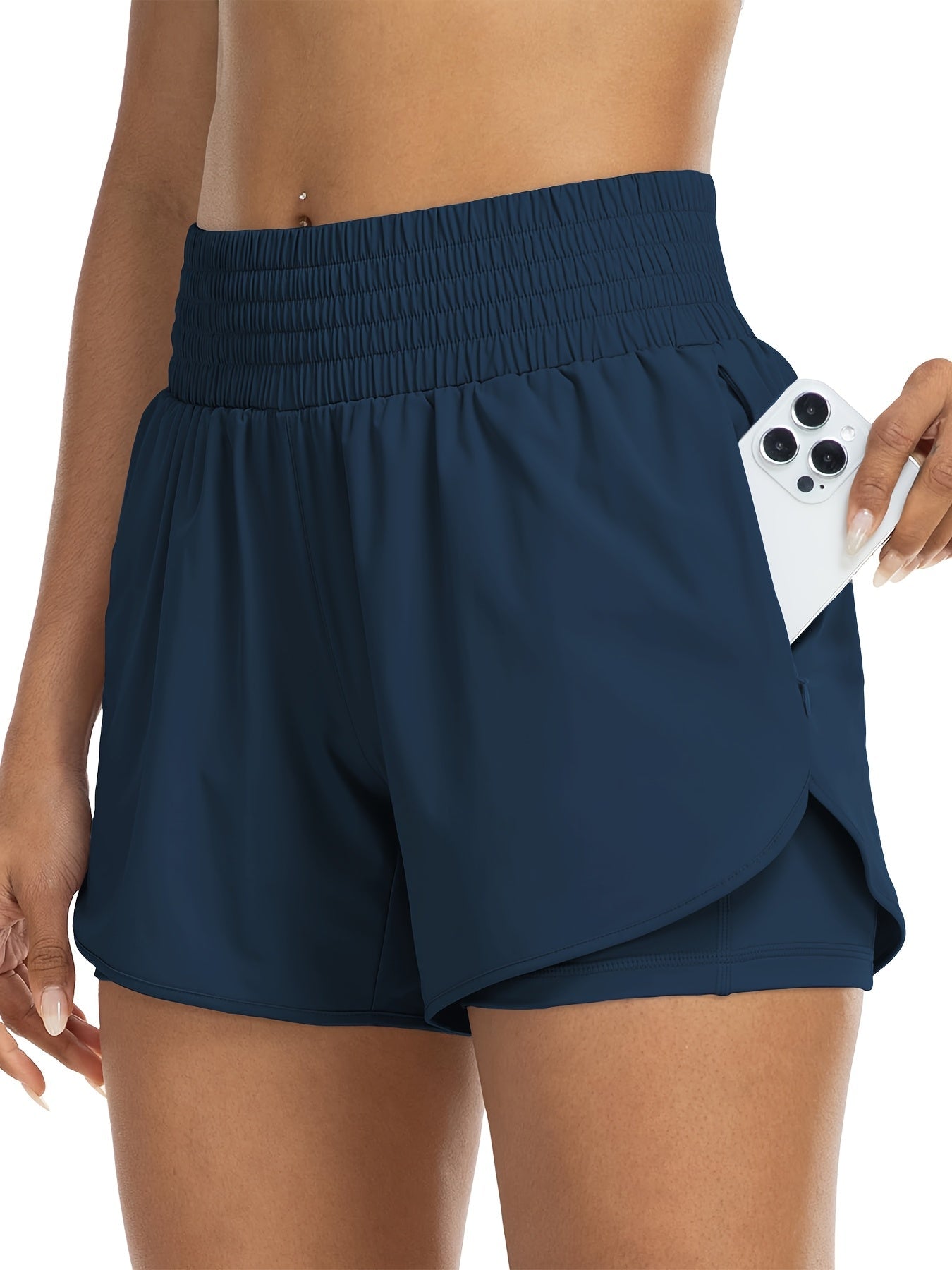 Dames - Trainingsshort - Dubbele Laag - Hoge Taille - Actieve Dagen