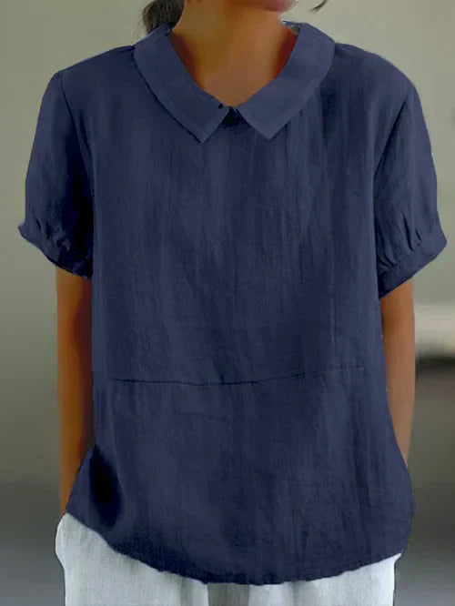 Losvallende damesblouse met colkraag en lange mouwen – EvieraSoft HighNeck