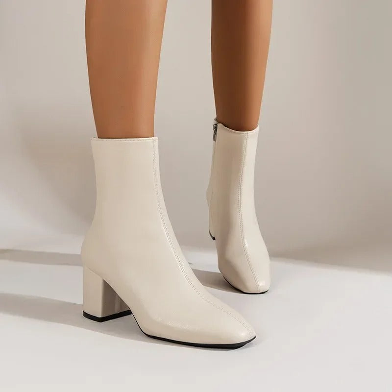 Enkellaars - Dames - Blokhak met Zijrits - Modieuze Schoenen - STIJL VOLGENDE