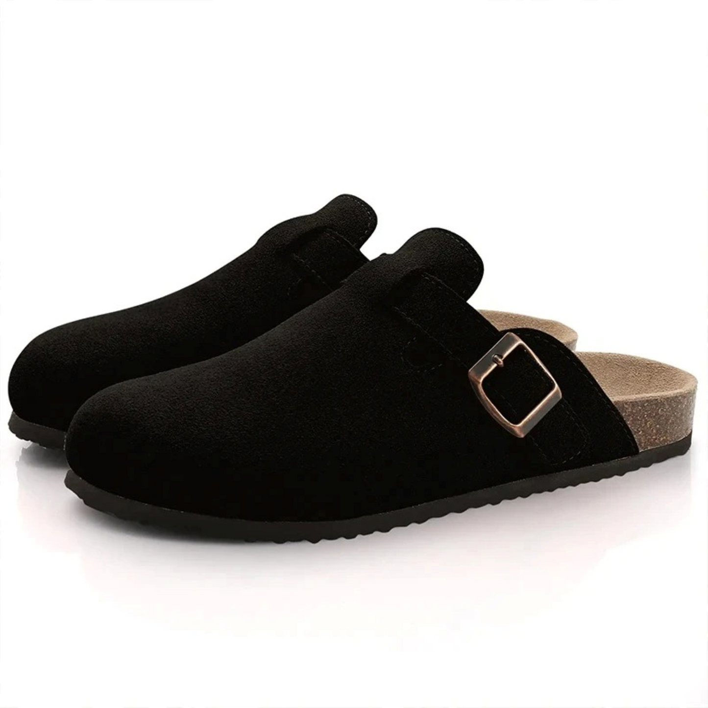 Trendy suède klompstijl sandalen met hak en comfortabel voetbed – VELVIA CLOGS