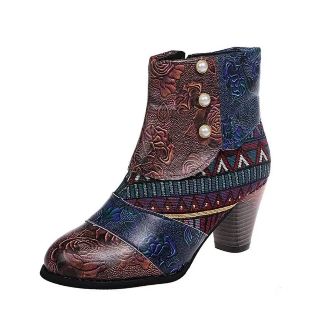 Vrouwen - Boho Patchwork Laarzen - Vegan Materialen - Retro Stijl - KLEURRIJK FLAIR