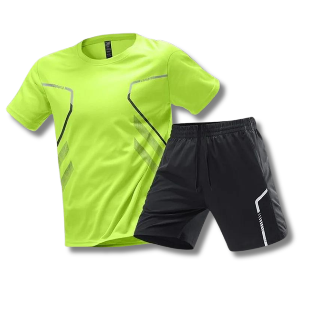 Heren - Padel Sport Outfit - Ademend Shirt en Short - Technische Sportset - SPORTIEVE STIJL