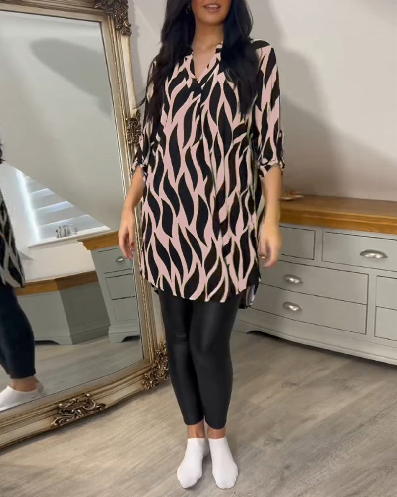 Luxe Tuniek Met Dynamisch Grafisch Patroon Voor Elegante Vrouwelijke Stijl – ALANA DYNAMIQUE