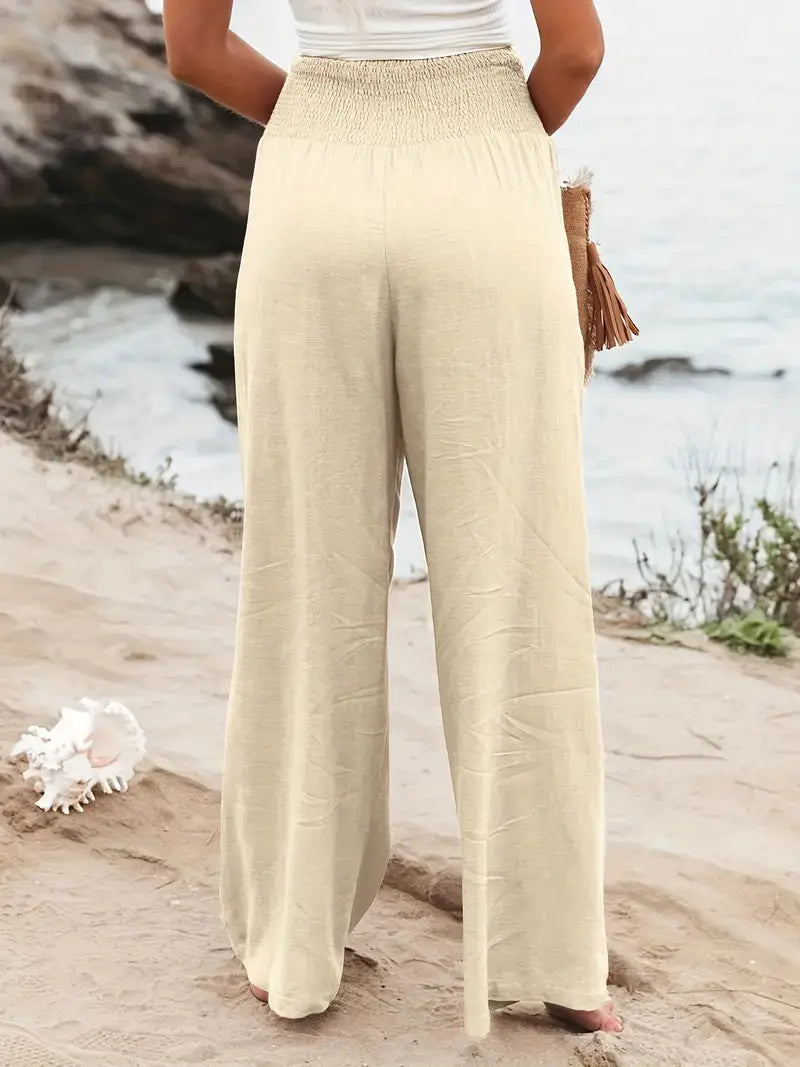 Damen - Elastische Taille Broek - Polyester Spandex Mix - Comfortabele Mode - Ciska Design