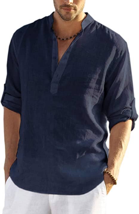 Heren - Casual T-shirt - Ademend Katoen-Linnen - Strand Kleding - Bence Henley