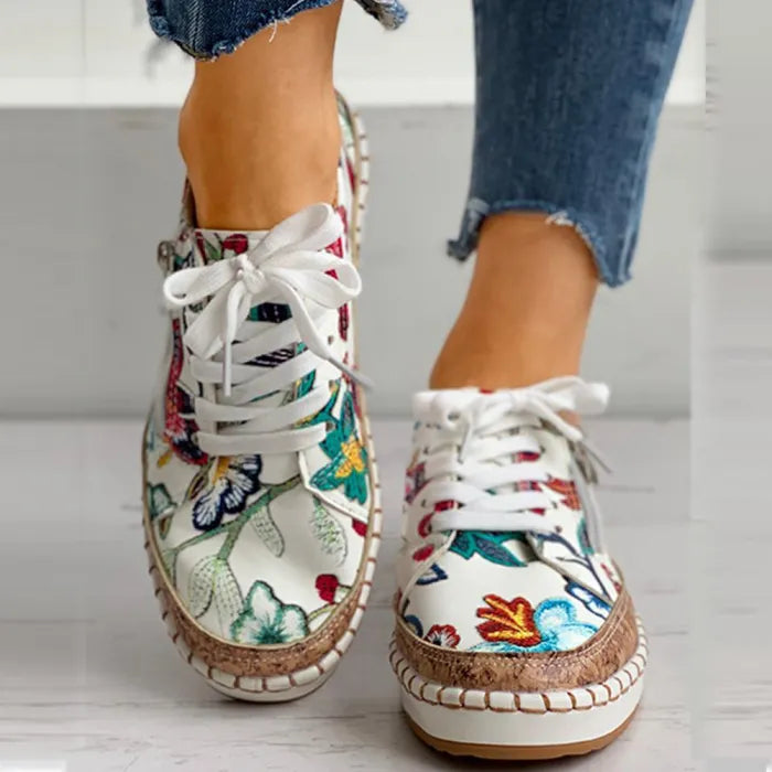 Dames - Geborduurde Canvas Sneakers - Ademend en Lichtgewicht - Casual Zomerschoen - PETAL WALK