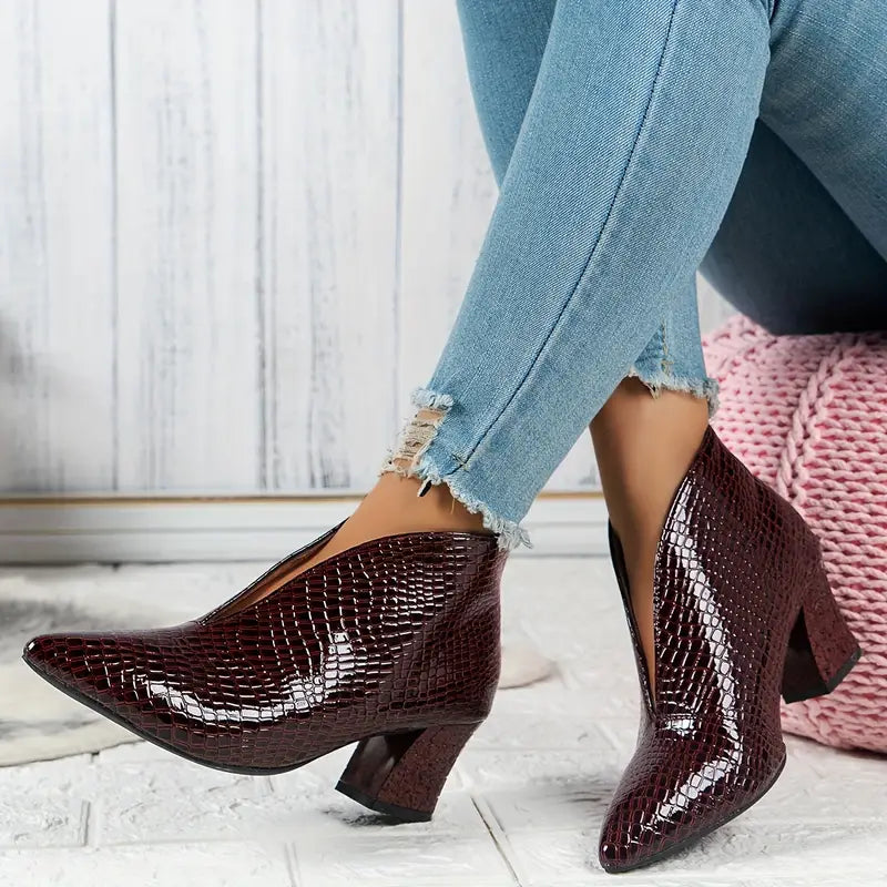 Stiletto Enkellaarzen - Dames - Kroko Patroon - Stijllaars