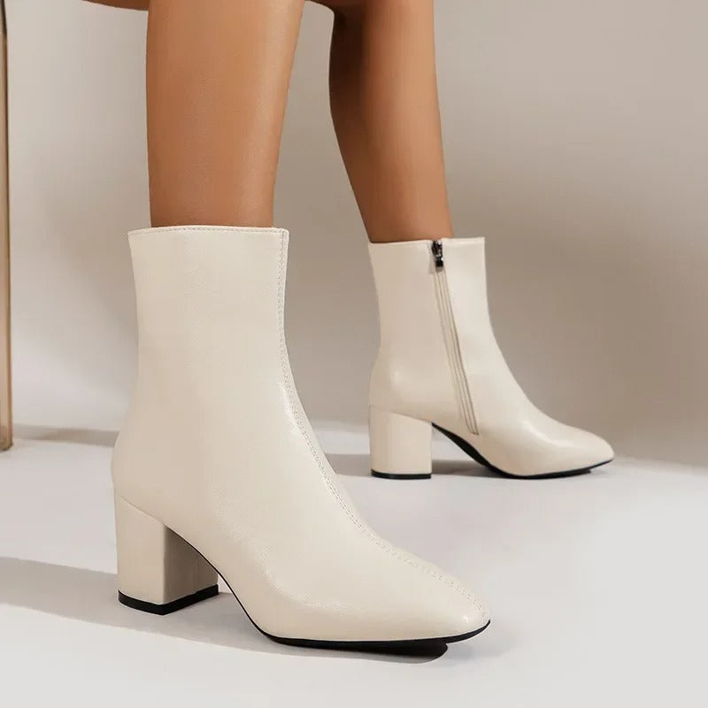 Enkellaars - Dames - Blokhak met Zijrits - Modieuze Schoenen - STIJL VOLGENDE