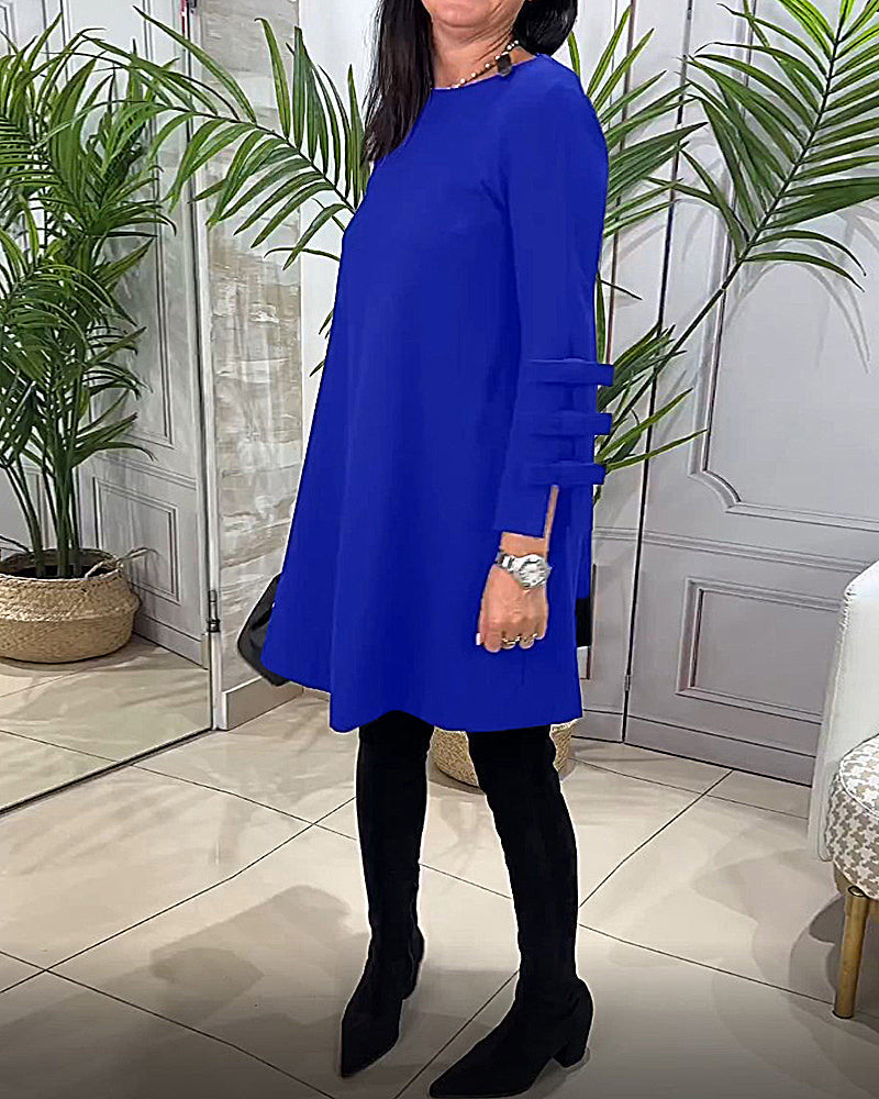 A-lijn Jurk Voor Vrouwen Met Speelse Mouwstrikdetails – MONIQUE ELEGANCE