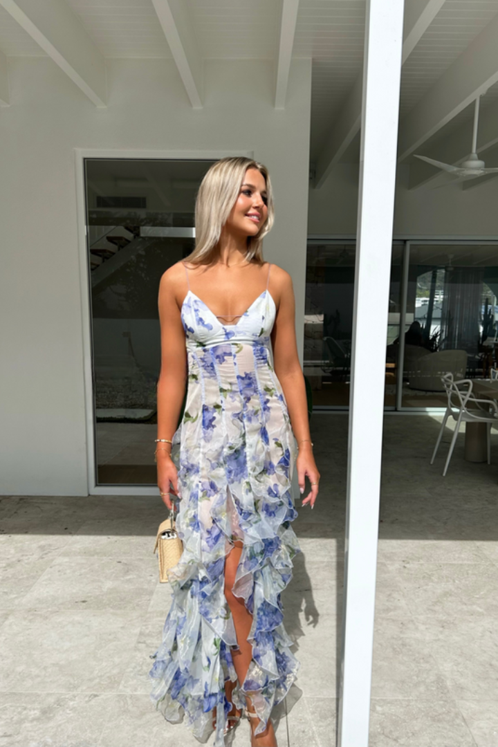 Dames - Zomerjurk - Bloemenprint met Ruches - Elegante en Speelse Stijl - Ariella Bloemenjurk