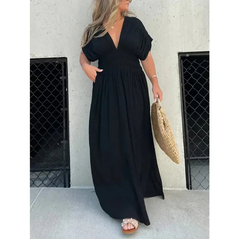 Vrouwen - Losse Maxi Jurk - Ademend Materiaal - Elegante Zomermode - CHARO DESIGN