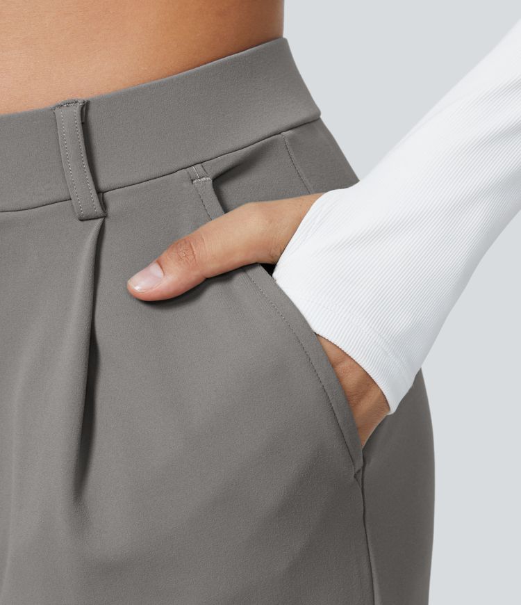 Hoge taille damesbroek met wijde pijpen en luchtige pasvorm – Auralyn WideFit