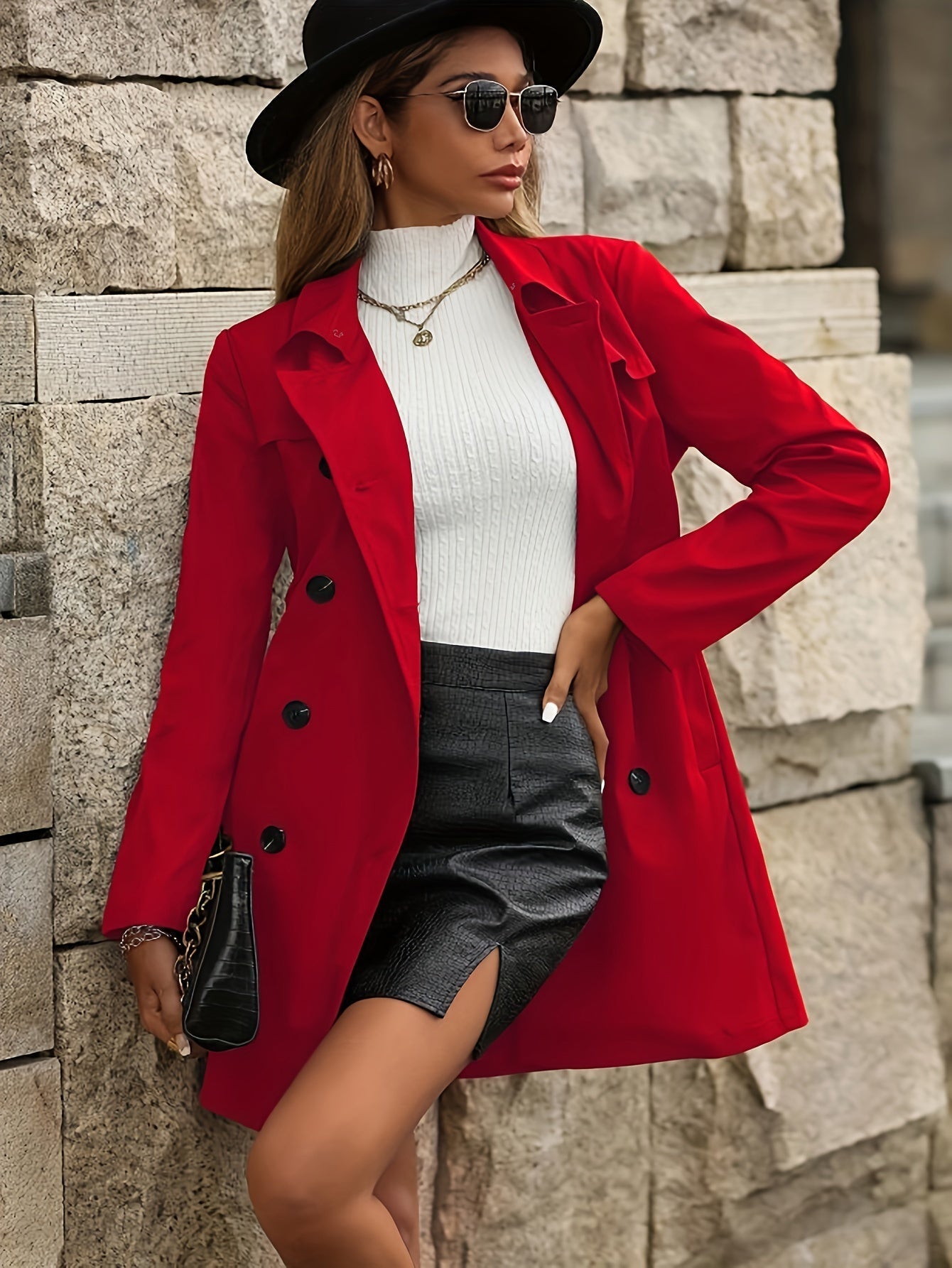 AURELIA - Omkeerbare trenchcoat met uitgesneden revers en knoopdetails voor dames