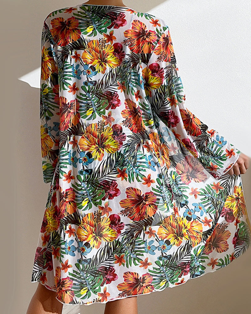 Driedelige bikini-set met bloemenprint en bijpassende rok – Solmira BloomSet