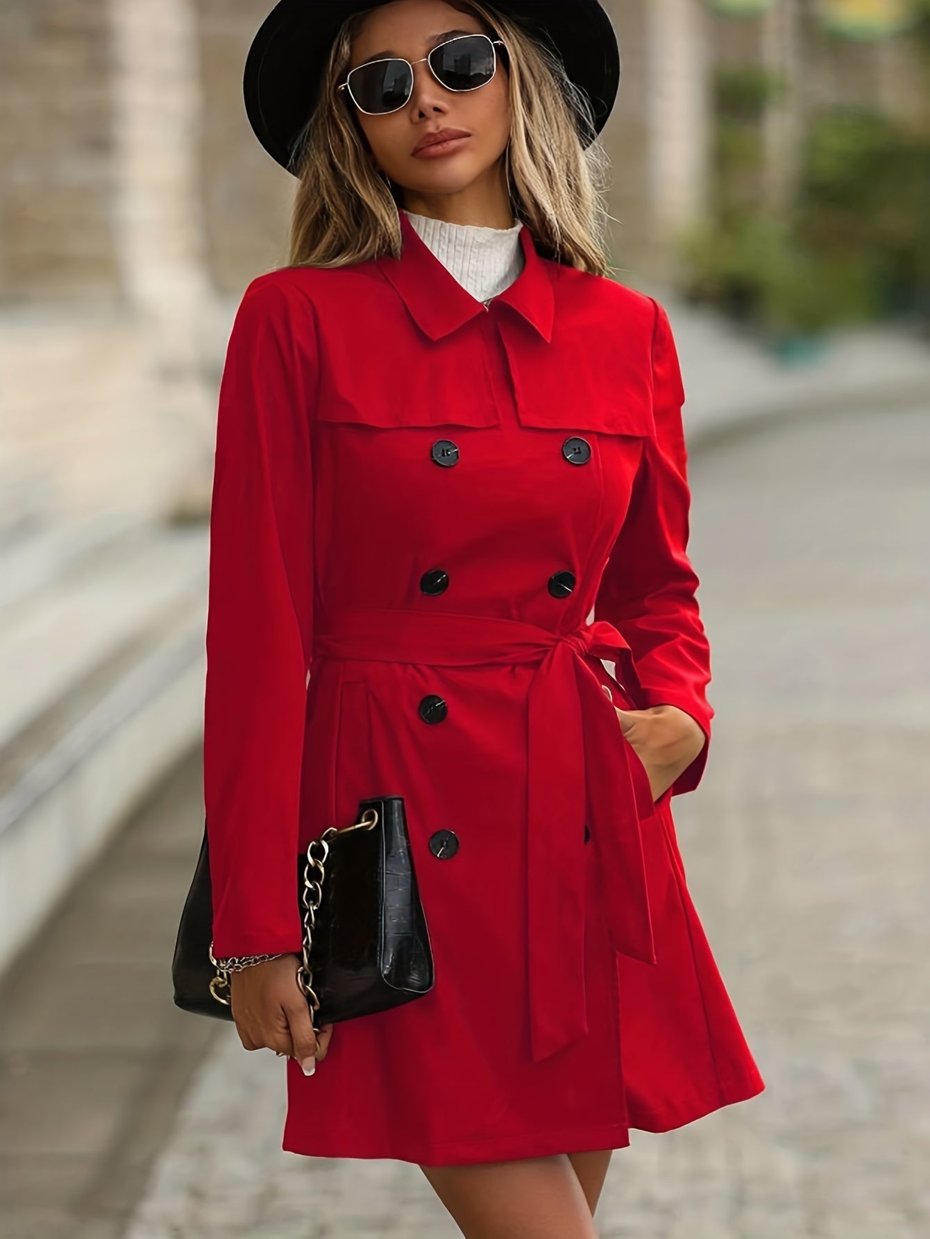 AURELIA - Omkeerbare trenchcoat met uitgesneden revers en knoopdetails voor dames