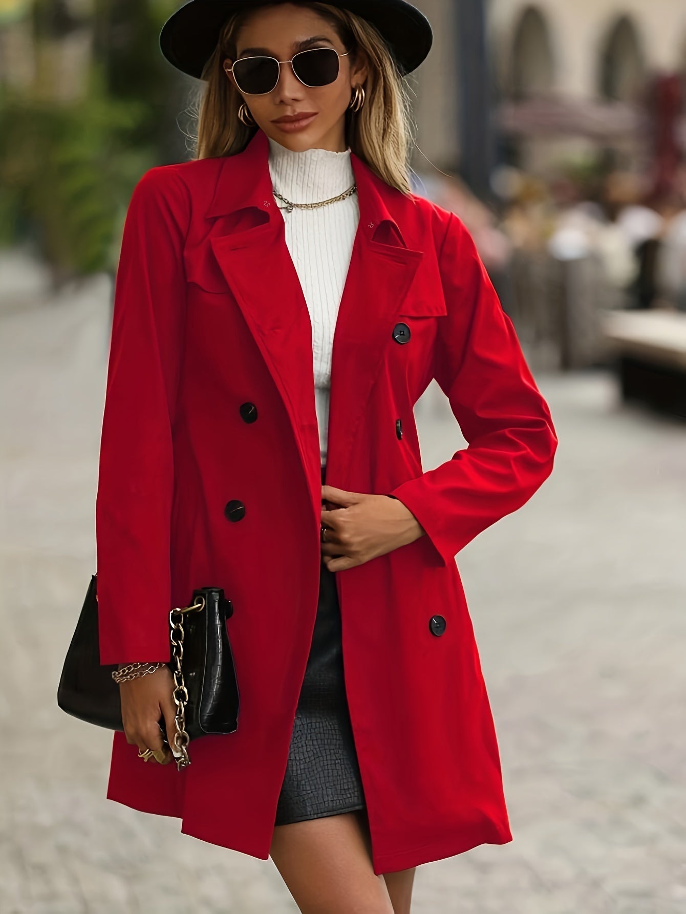 AURELIA - Omkeerbare trenchcoat met uitgesneden revers en knoopdetails voor dames