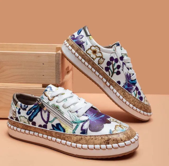 Dames - Geborduurde Canvas Sneakers - Ademend en Lichtgewicht - Casual Zomerschoen - PETAL WALK