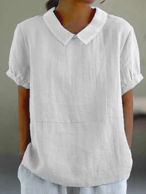 Losvallende damesblouse met colkraag en lange mouwen – EvieraSoft HighNeck