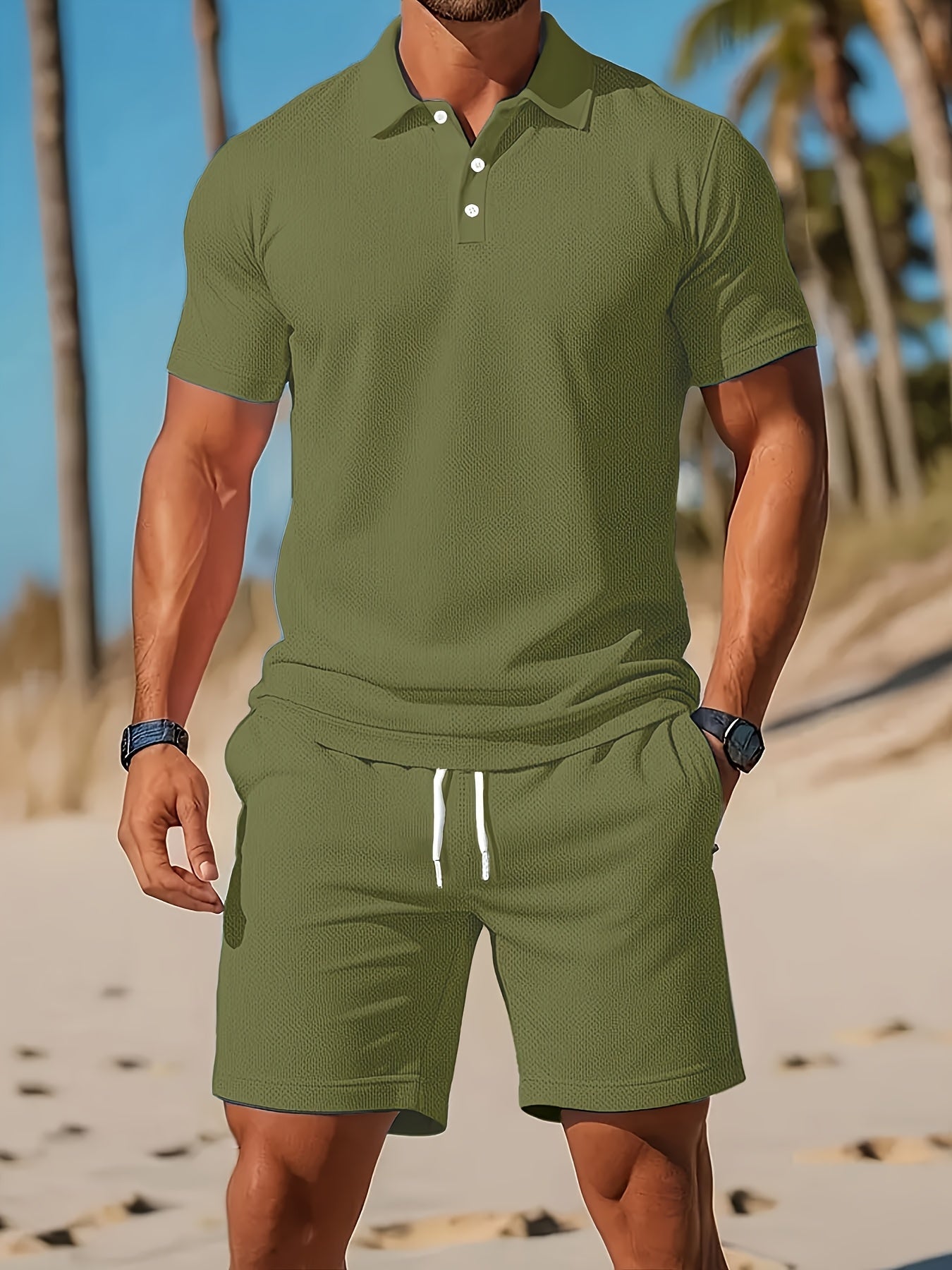 Heren - 2-Delig Zomers Polo en Shortset - Ademend Mesh - Casual Kleding - ZOMERSET EDGE