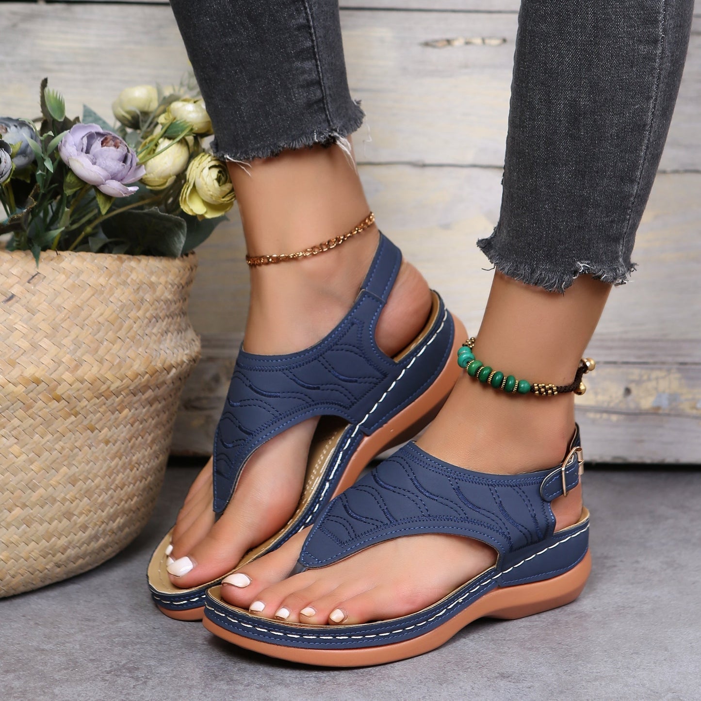 Vrouwen - Sleehak Sandalen - Verstelbaar Enkelbandje - Comfortabele Zomer Schoenen - ZOMER STIJL