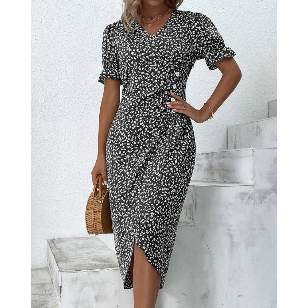 Elegante wikkeljurk met V-hals en strikceintuur – Alureva WrapGrace