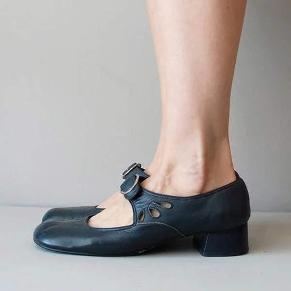 Leren Schoenen - Dames - Lage Hak - Damesschoen - Tijdloos