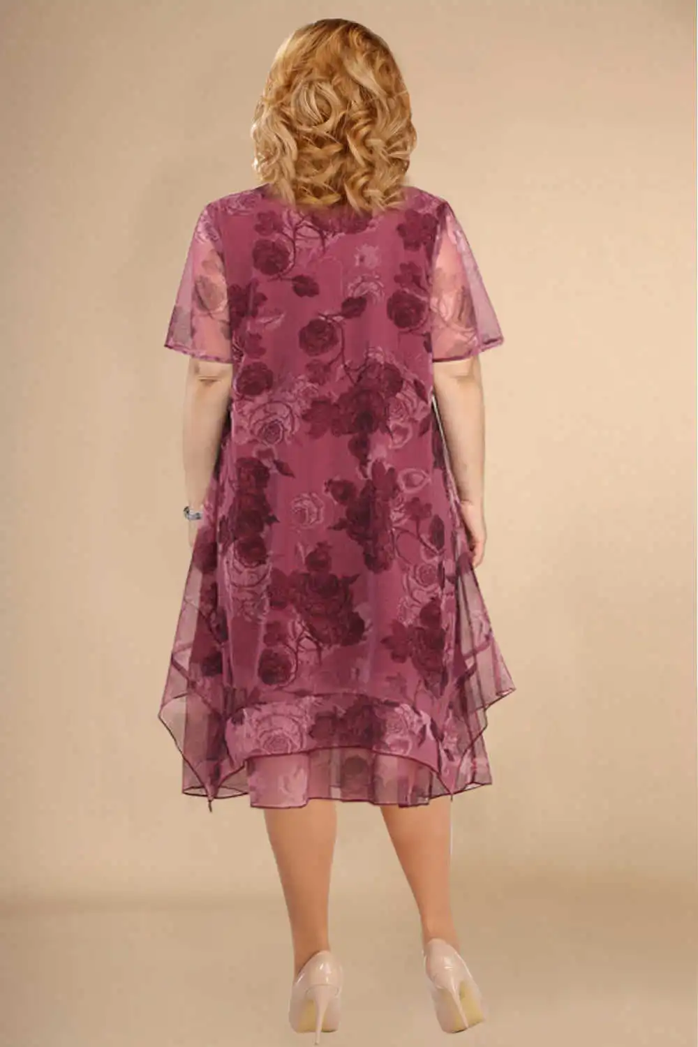 Dames - Midi-Jurk - Lichtgewicht Chiffon - Zomerfeest Outfit - ELEGANTE BLOEMENJURK