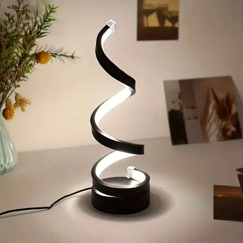 Moderne spiraallamp met warm LED-licht en compact design – LumoSpiral GlowLite