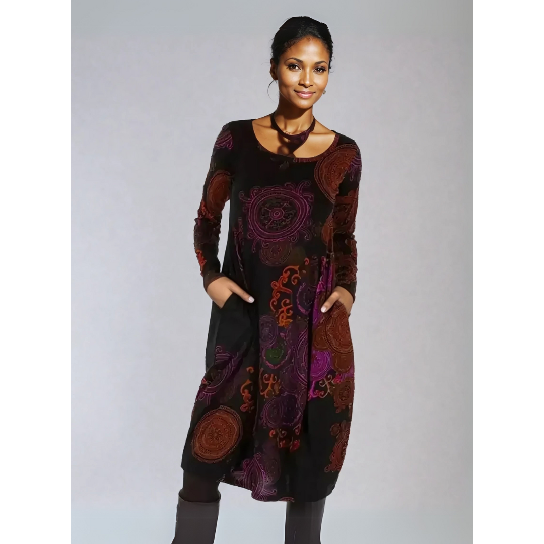 Boho-chic midi-jurk met romantische details – TerraFlair