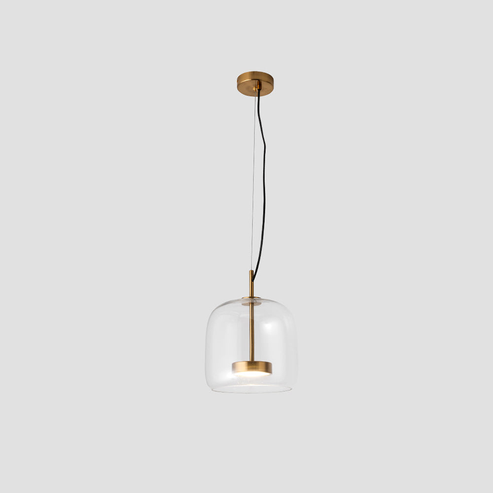 NOYA – Retro LED hanglamp in goud en amber voor een elegante touch