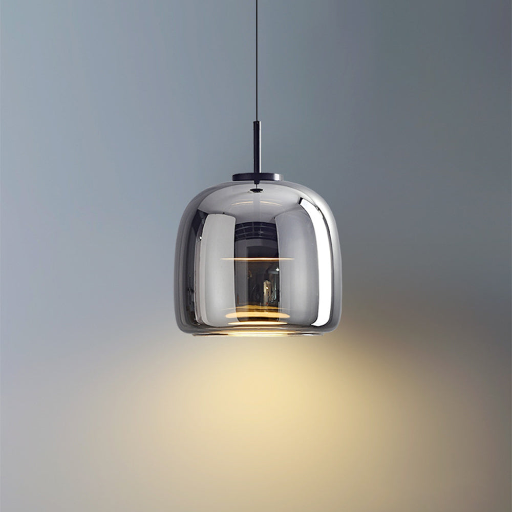 NOYA – Retro LED hanglamp in goud en amber voor een elegante touch