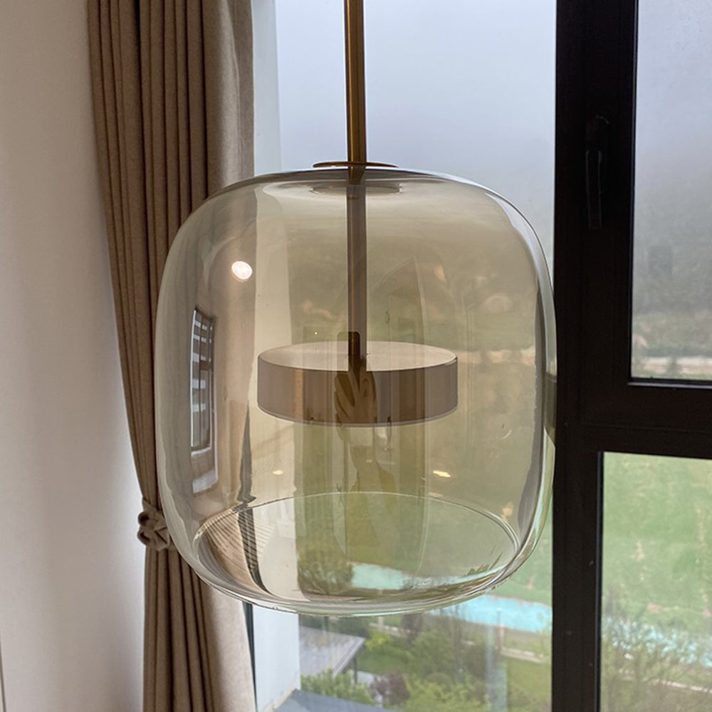 ALINA – Retro LED hanglamp in goud en amber voor een stijlvolle uitstraling