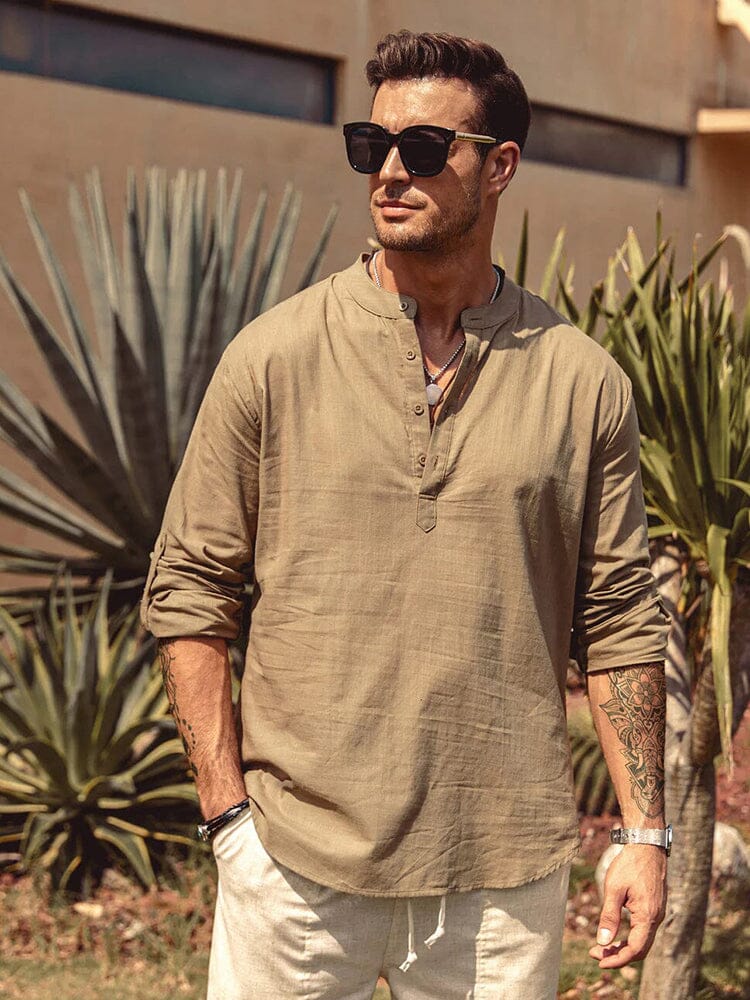 Heren - Casual T-shirt - Ademend Katoen-Linnen - Strand Kleding - Bence Henley