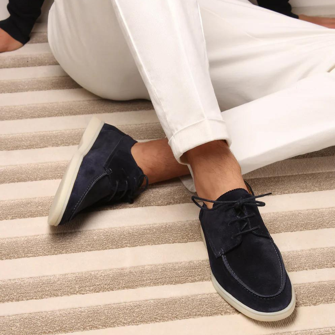 Heren - Leren Veterschoen - Suède Look - Elegante Stijl - REFINED STEP