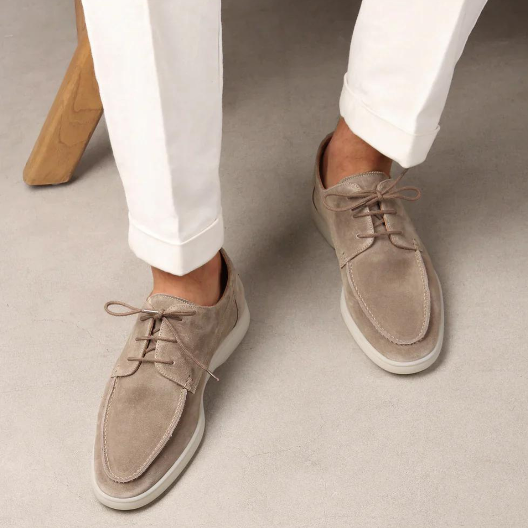 Heren - Leren Veterschoen - Suède Look - Elegante Stijl - REFINED STEP