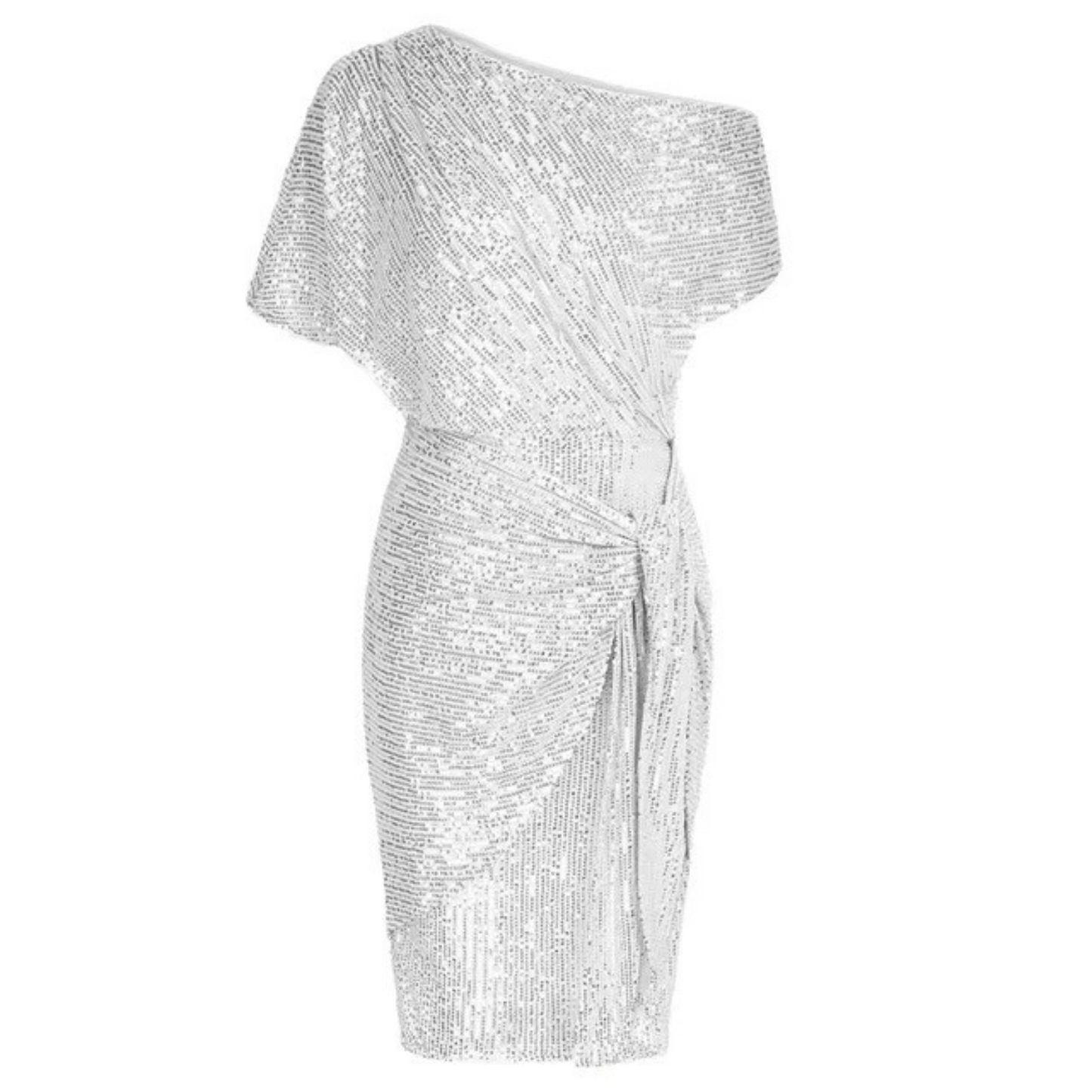 Dames - Korte Asymmetrische Jurk - Glinsterend en Speels - Feestkleding - Elegant Stijl