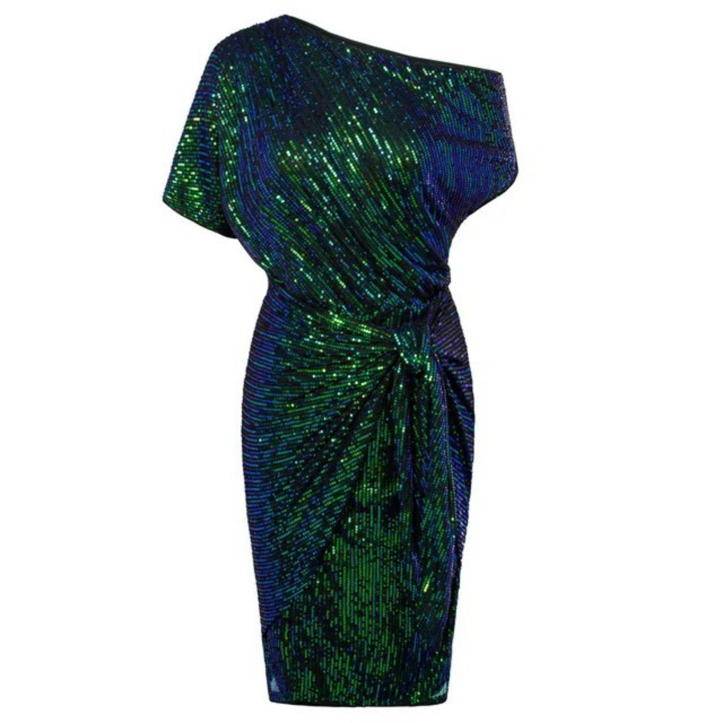Dames - Korte Asymmetrische Jurk - Glinsterend en Speels - Feestkleding - Elegant Stijl