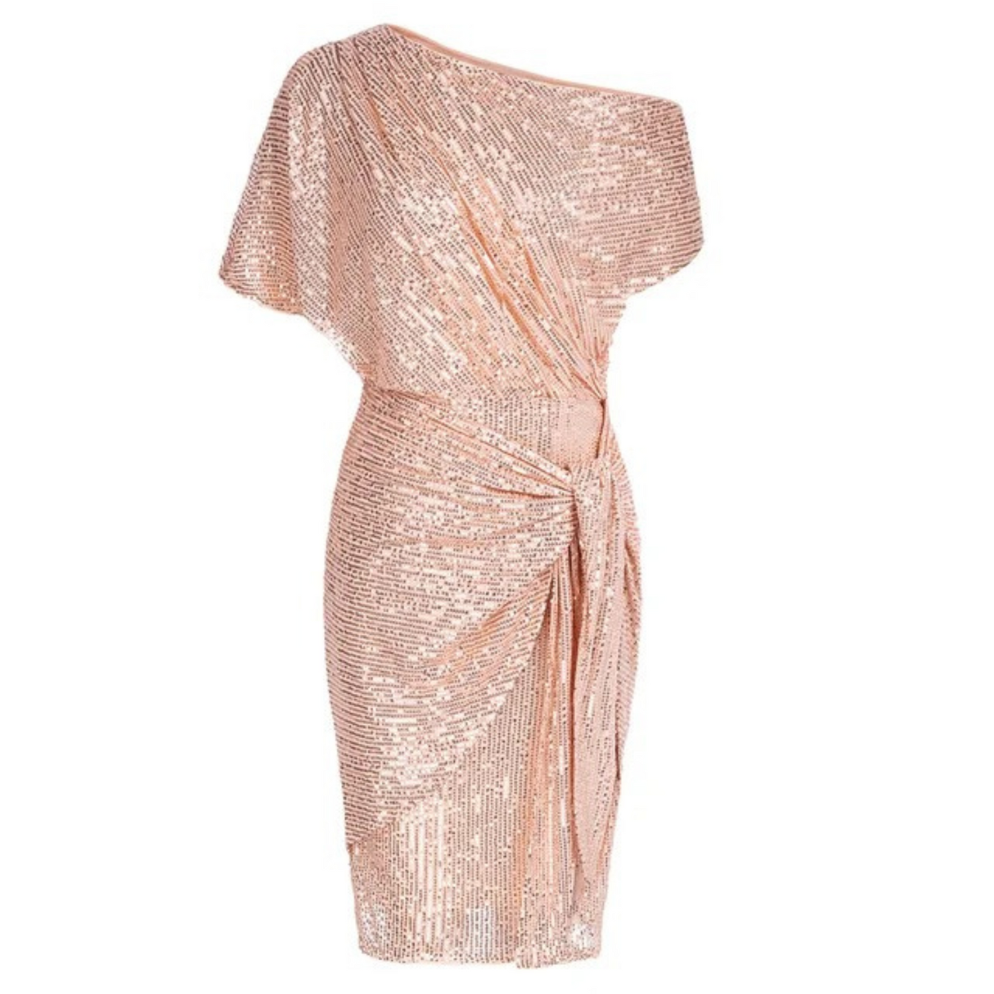 Dames - Korte Asymmetrische Jurk - Glinsterend en Speels - Feestkleding - Elegant Stijl