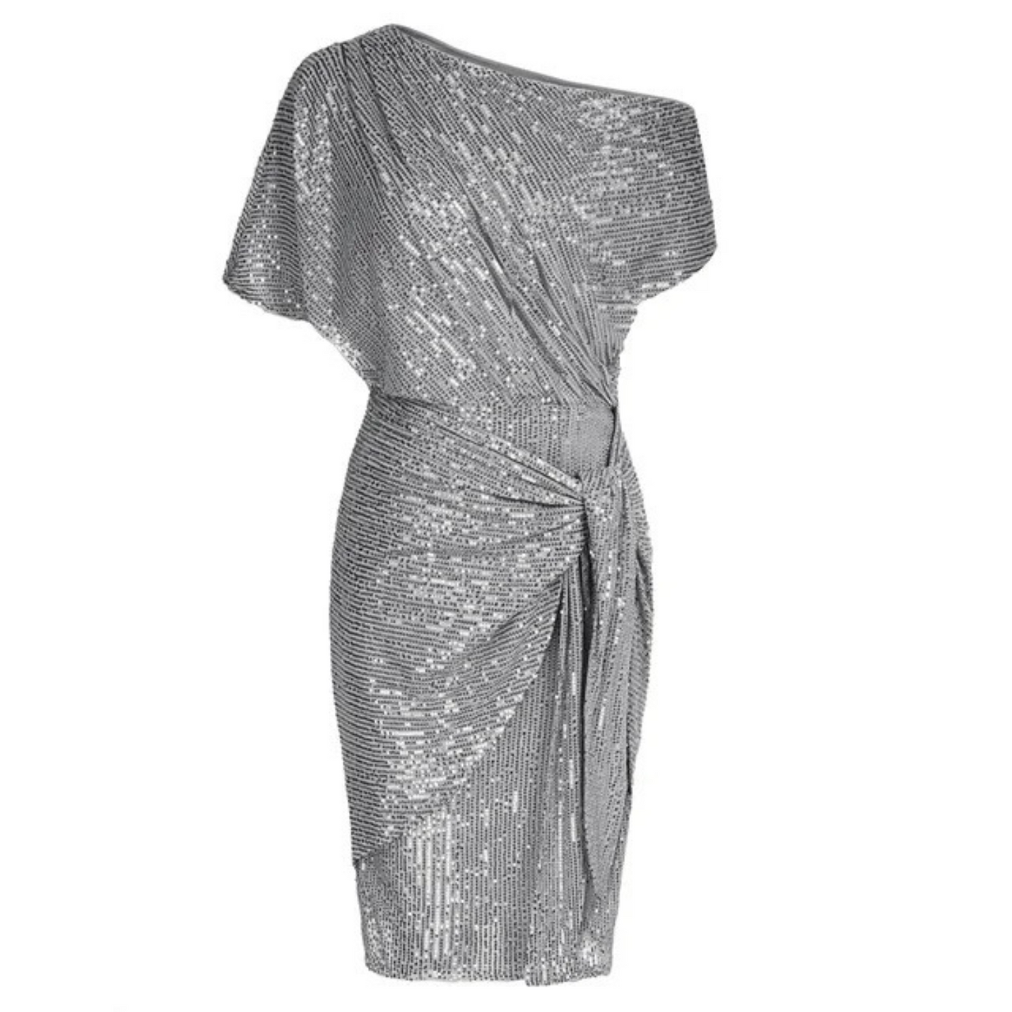 Dames - Korte Asymmetrische Jurk - Glinsterend en Speels - Feestkleding - Elegant Stijl