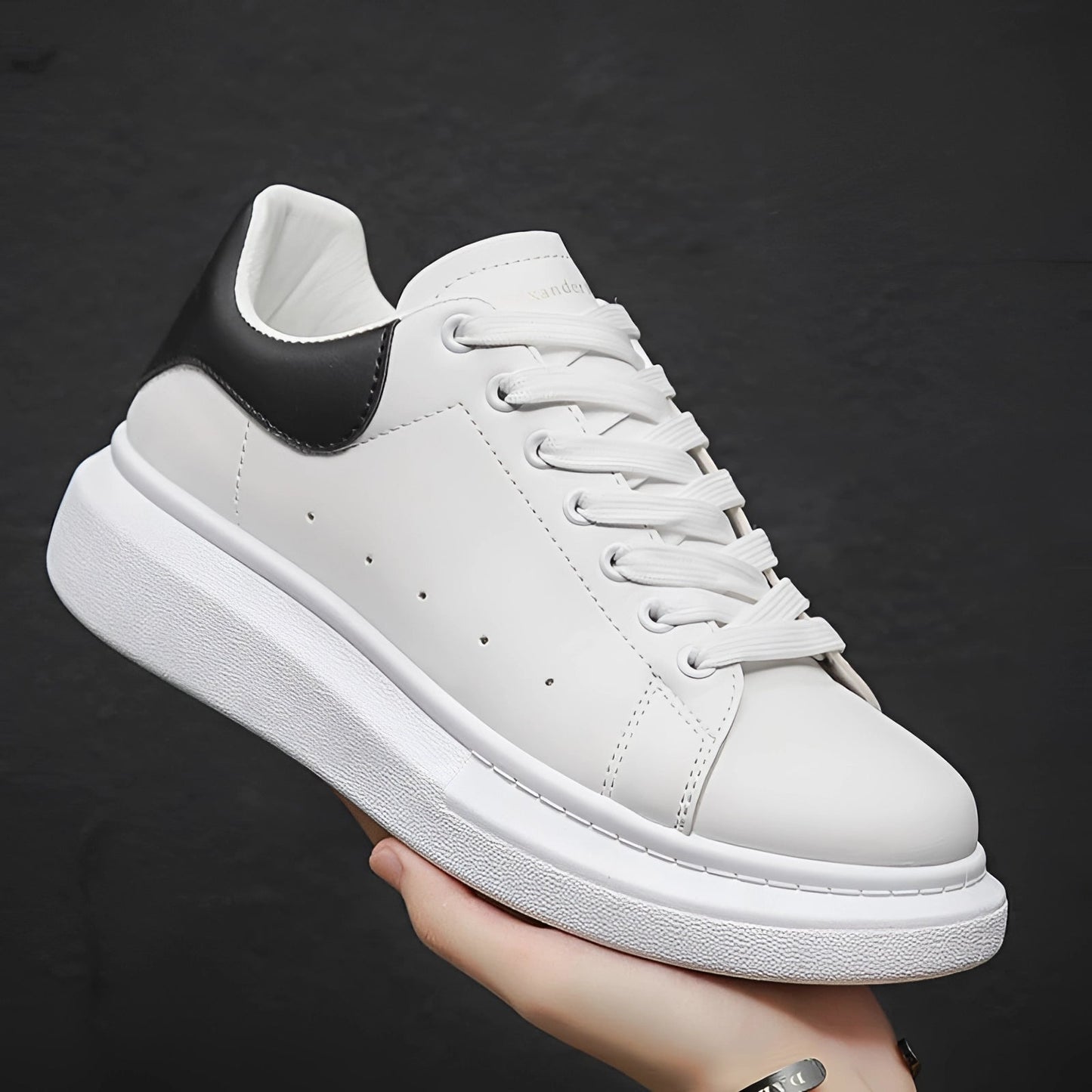 Schoen - Heren - Leer - Witte Sneaker - Plateau Sneaker