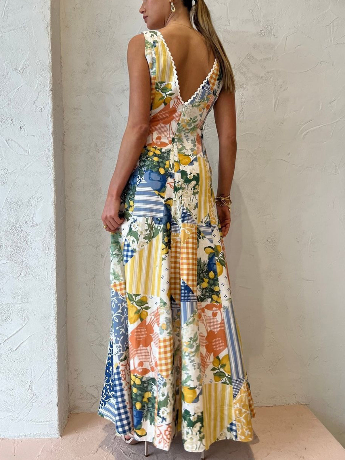 Vrouwen - Mouwloze Maxi Jurk - Patchwork Print - Zomer Mode - BOHO STIJL